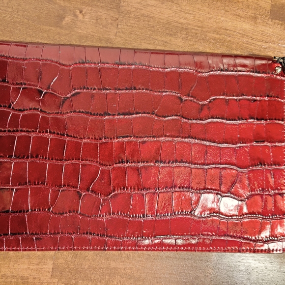 NWT Lancaster Exotic Croco Irisé CLUTCH AIR Rubis - Picture 2 of 8